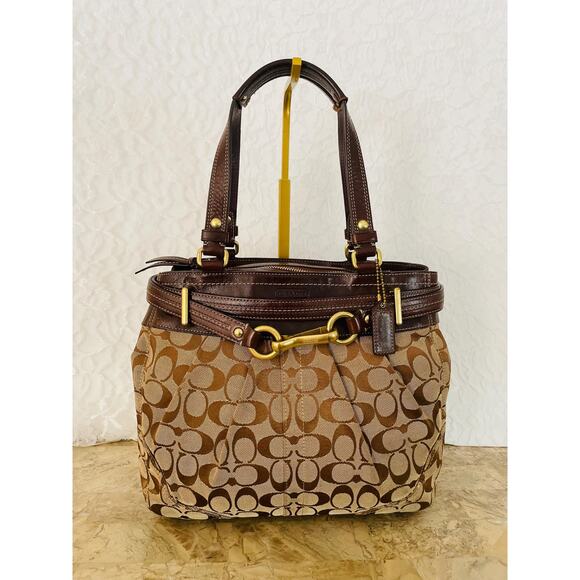 Vtg coach Hampton brown canvas/ leather carryall tote shoulder bag 121467 - Picture 1 of 10
